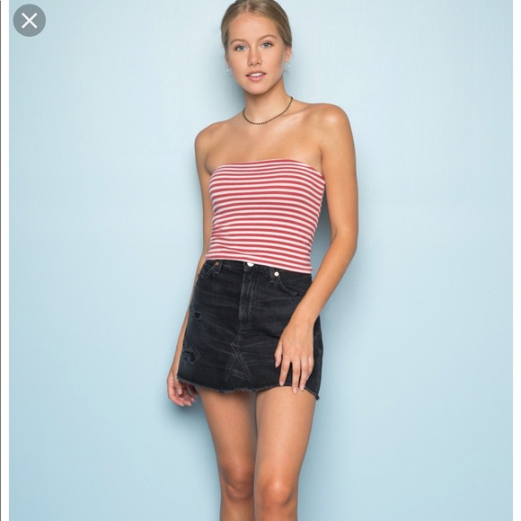 Brandy Melville Tops - Brandy Melville Red & White Tube Top